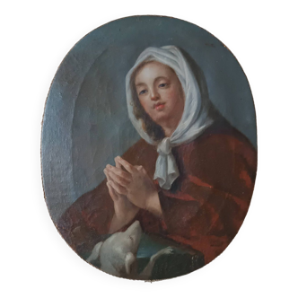 Peinture à l'huile Sur toile XVIIIe s. Santa Margherita Da Cortona, école Toscane