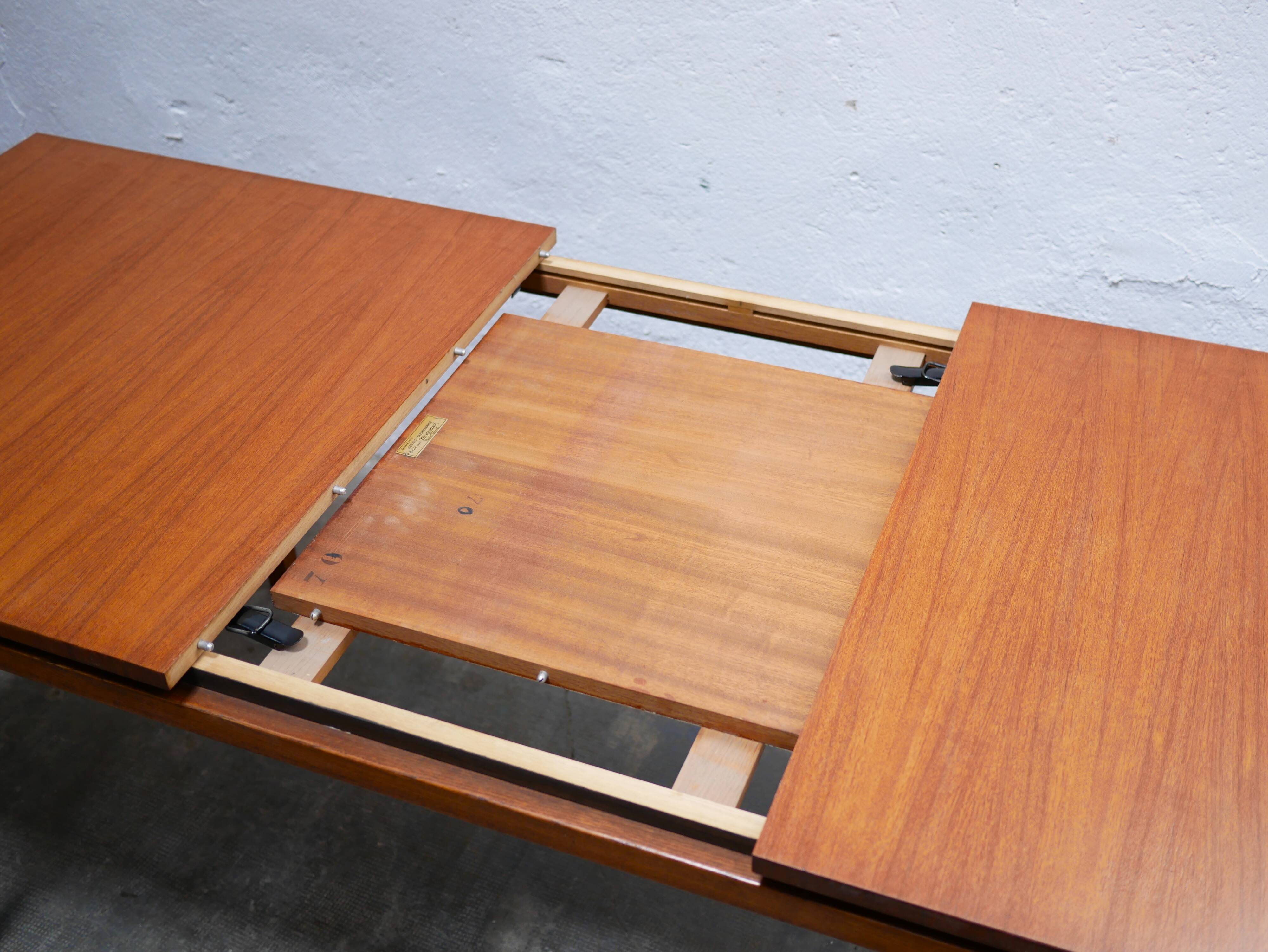 Extendable teak dining table by Gérard Guermonprez for Magnani editions