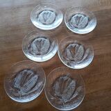 Set of six Duralex dessert plates.