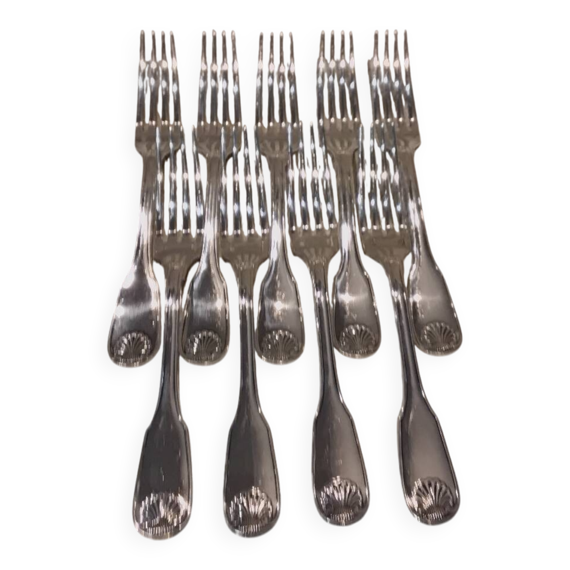 9 silver-plated dessert forks by Christofle Vendome