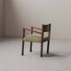 French modernist armchair in wood and green velvet, 1950s
