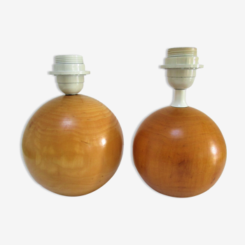 Two lamps balls solid wood By IMT italy vintage