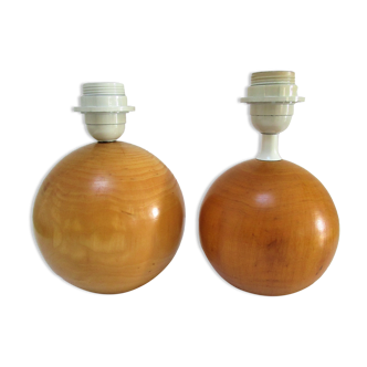 Two lamps balls solid wood By IMT italy vintage