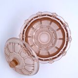 Sugar pot in worked pink glass