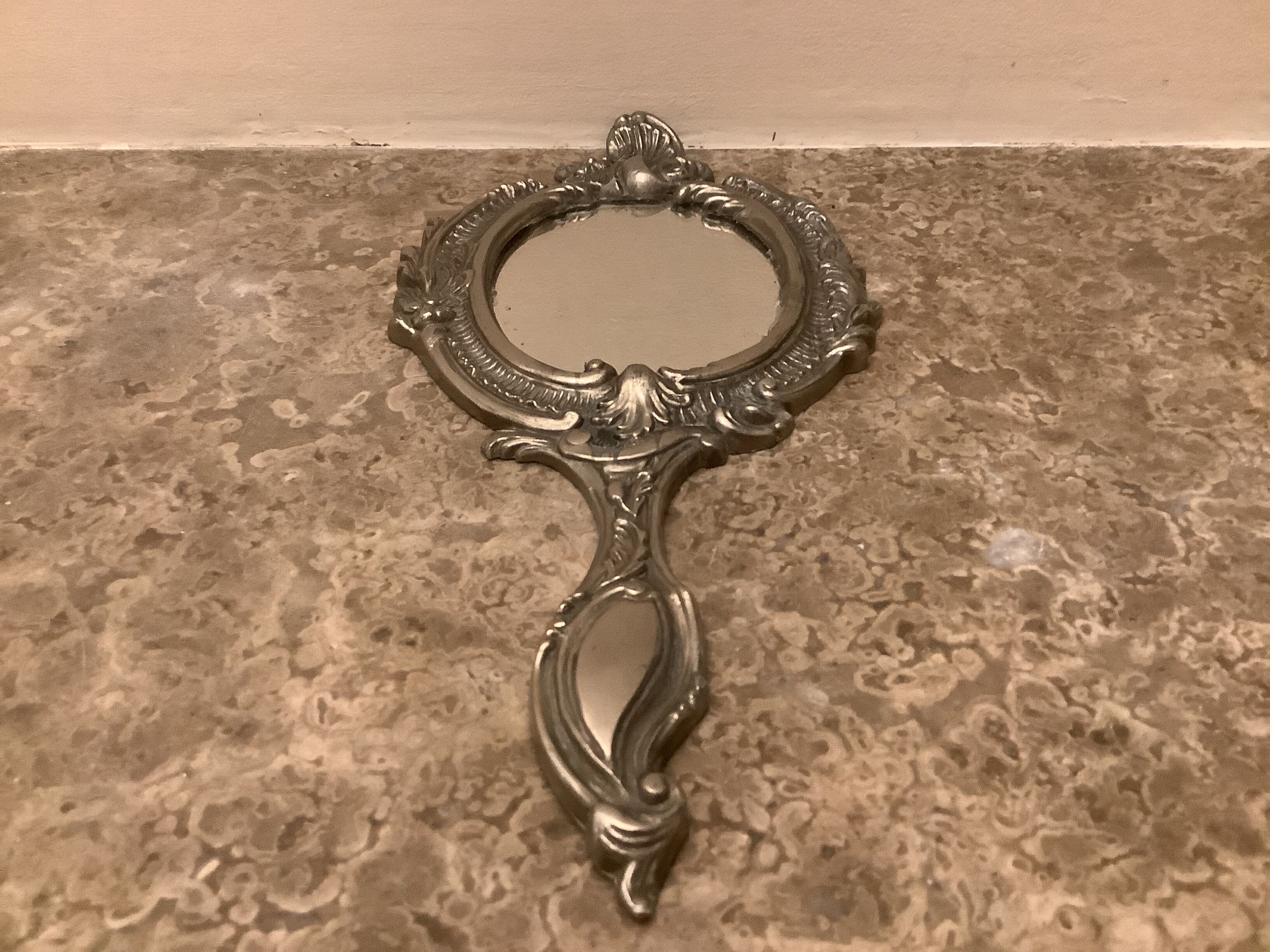 Silver hand mirror made in Belgium