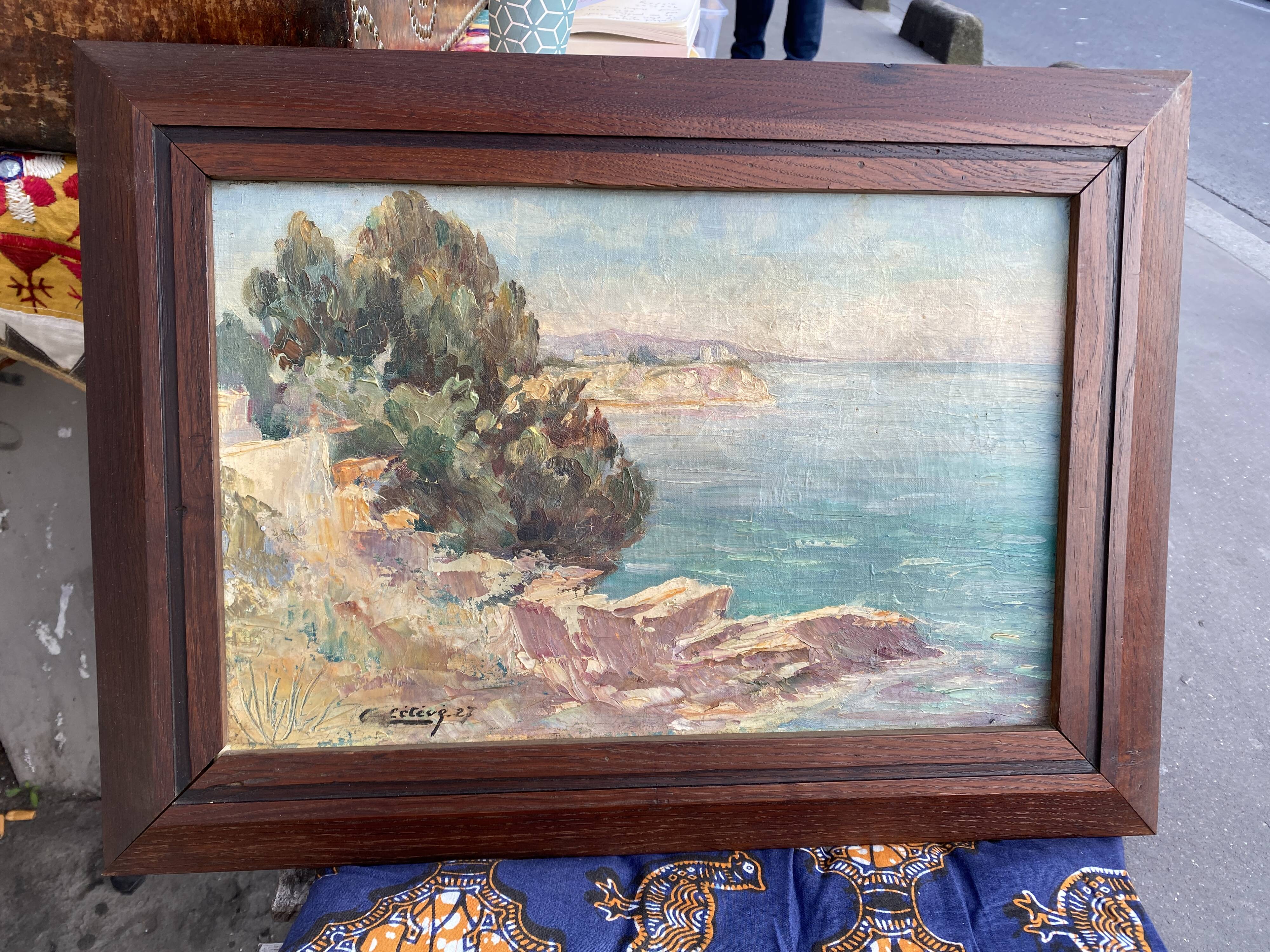 Old painting 1927 landscape