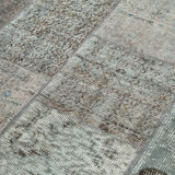 Handwoven oriental overdyed 170 cm x 247 cm grey patchwork carpet