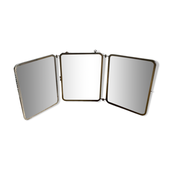 Vintage barber triptych mirror mercury-beveled ice cream (70×27)