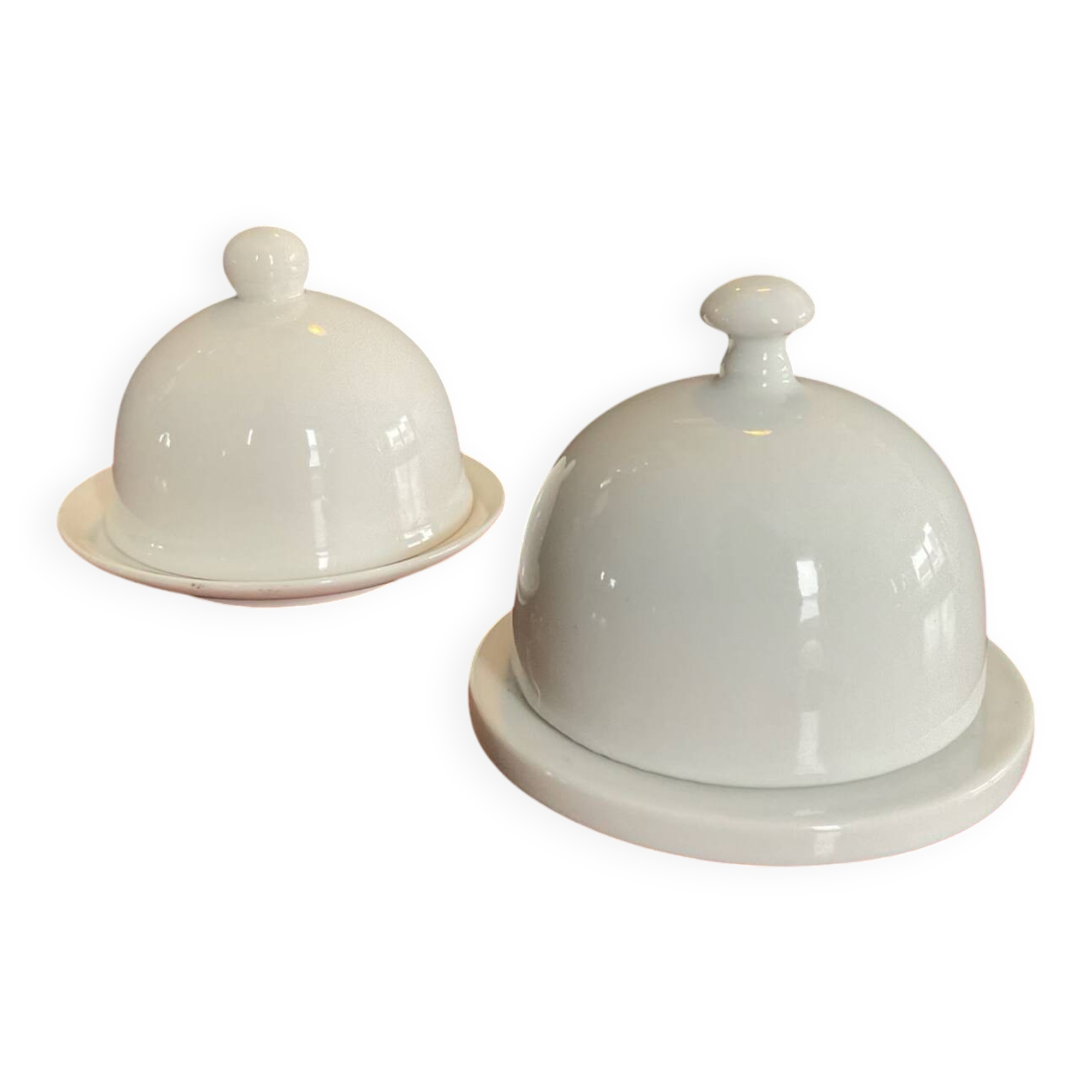 Two vintage porcelain butter dishes