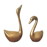 Couple de cygnes en laiton