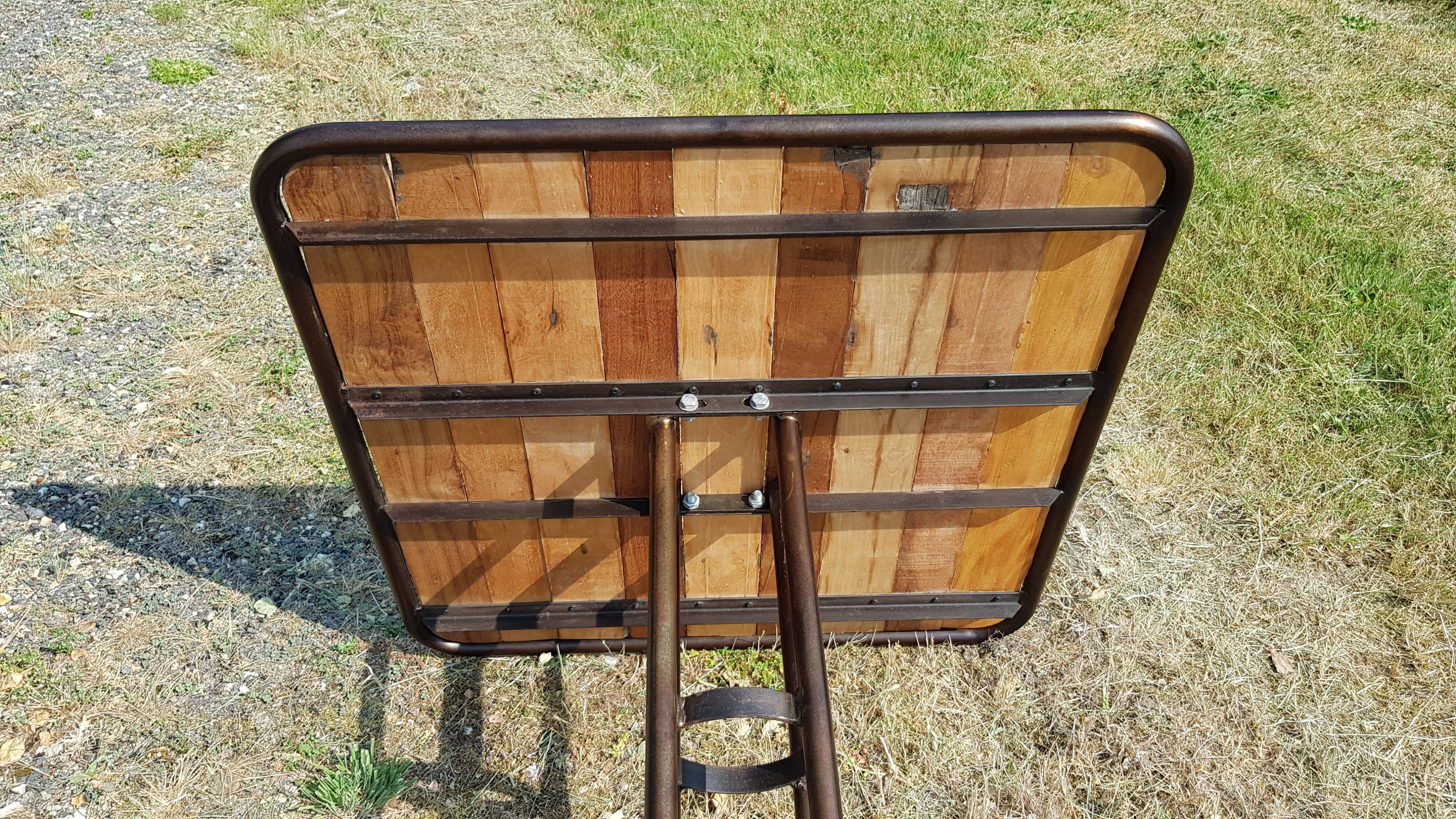 Teak and wrought iron high table