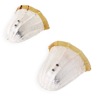 Set of 2 Muranoglass ‘Shell’ wall sconces