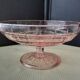 Art Deco pink molded pressed glass compote bowl on foot