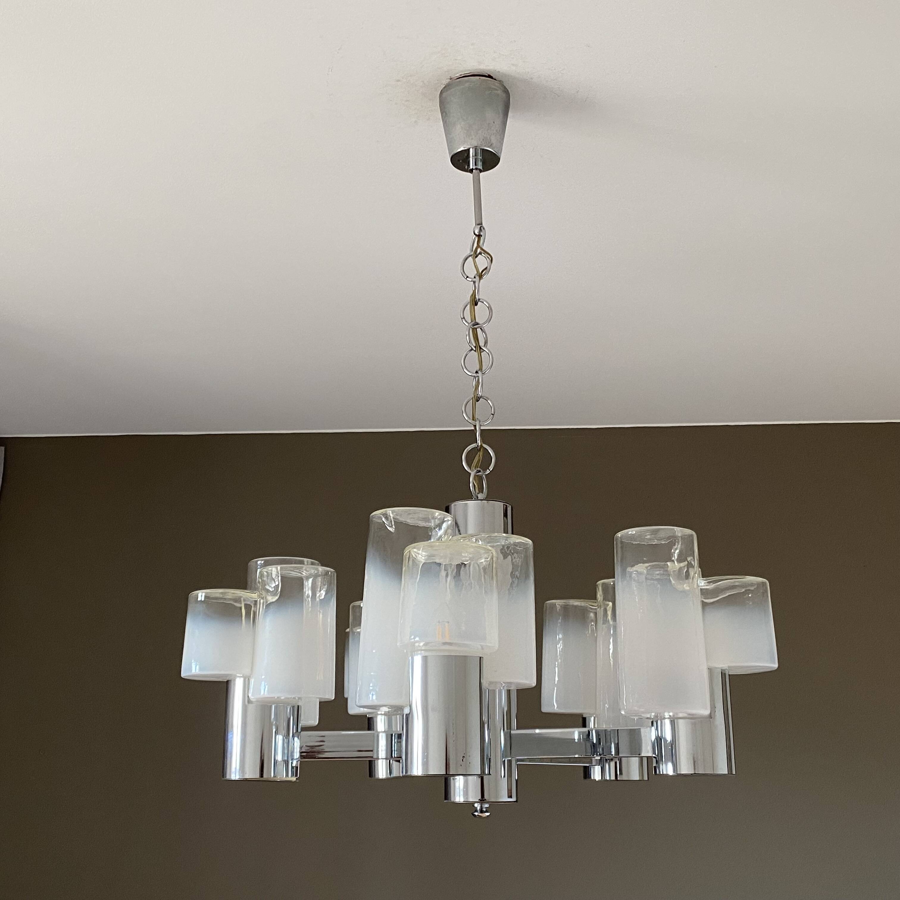 MAZZEGA Sputnik chandelier. 1970. Murano glass.