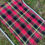 Vintage plaid folding low chair