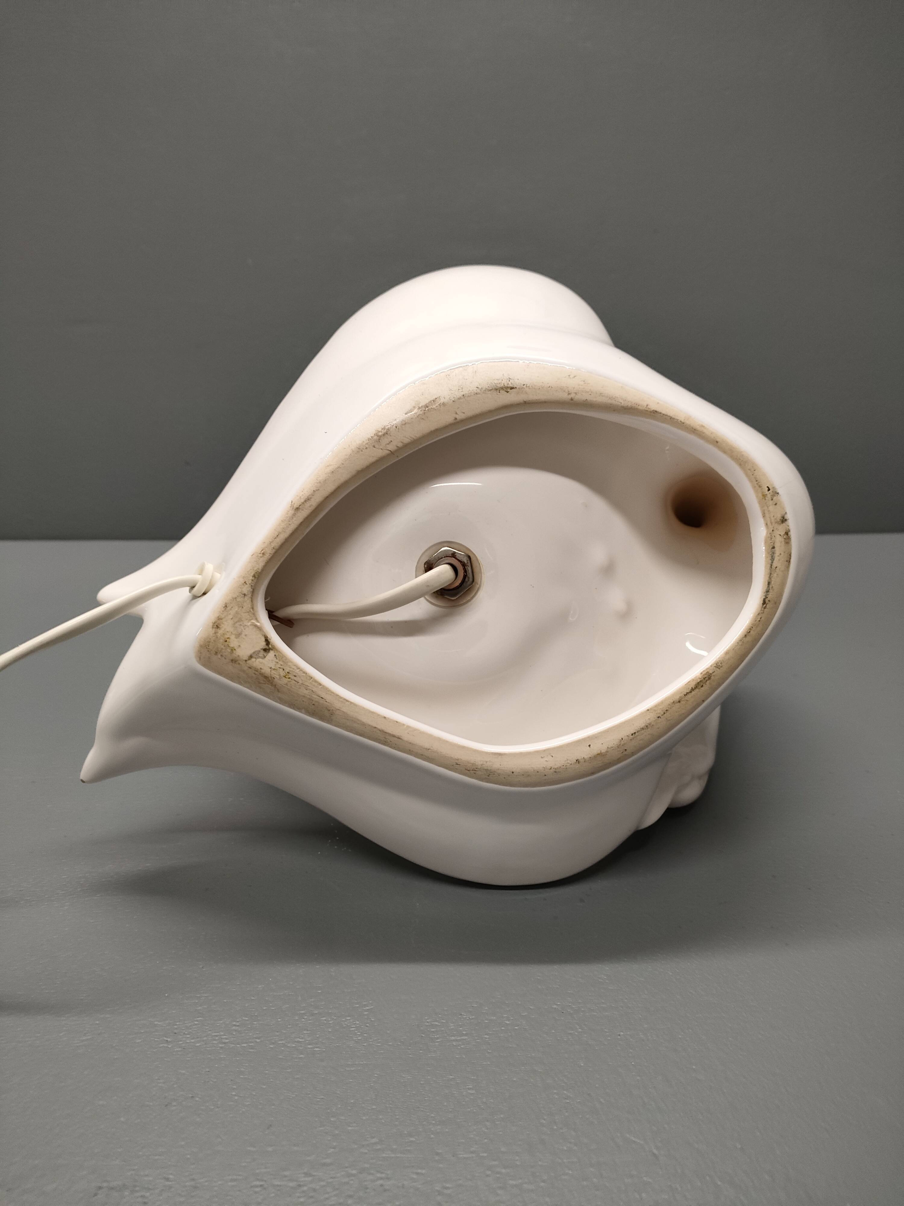 Ceramic swan lamp - Delfts Wit - 70s/80s - Netherlands