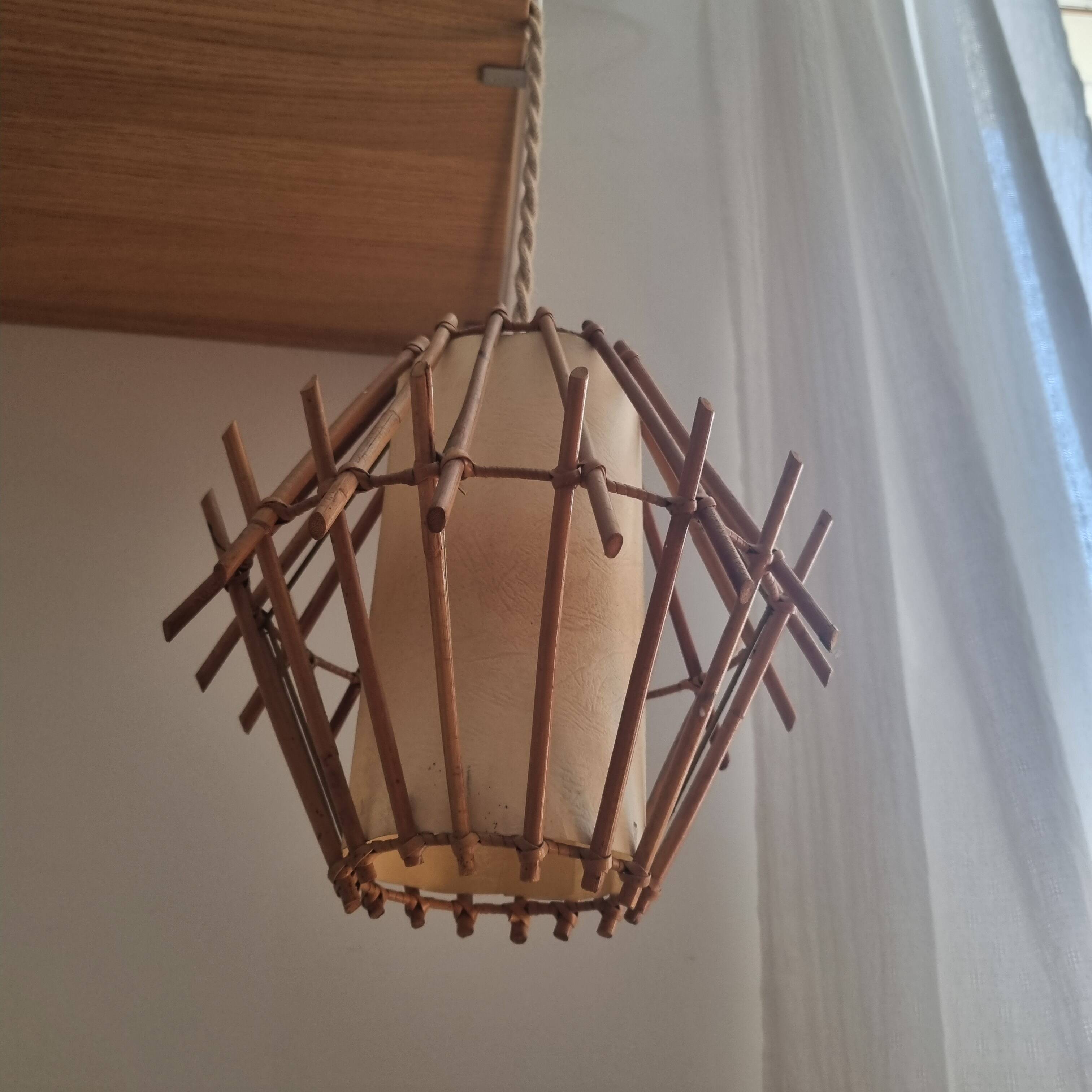 Vintage rattan pendant light