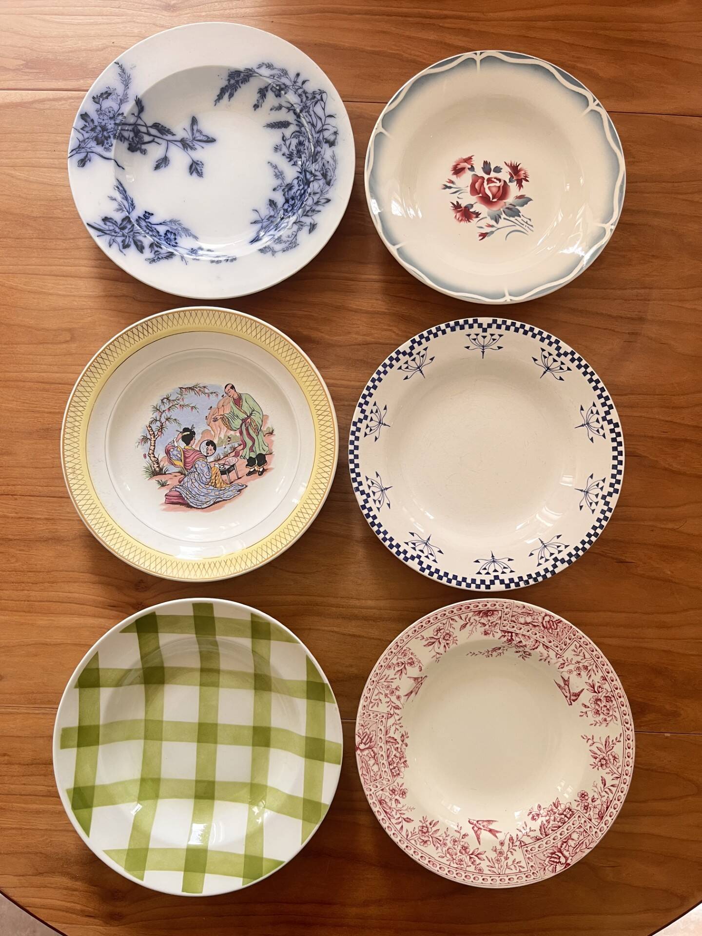 Mismatched antique plates
