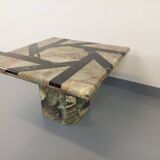 Vintage square marble coffee table with geometric patterns from the 70s