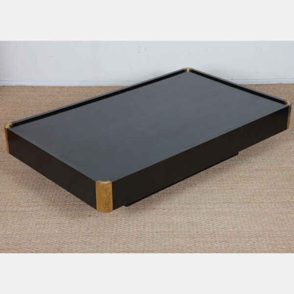 Wood and brass coffee table attributed to Willy Rizzo, 1970.
