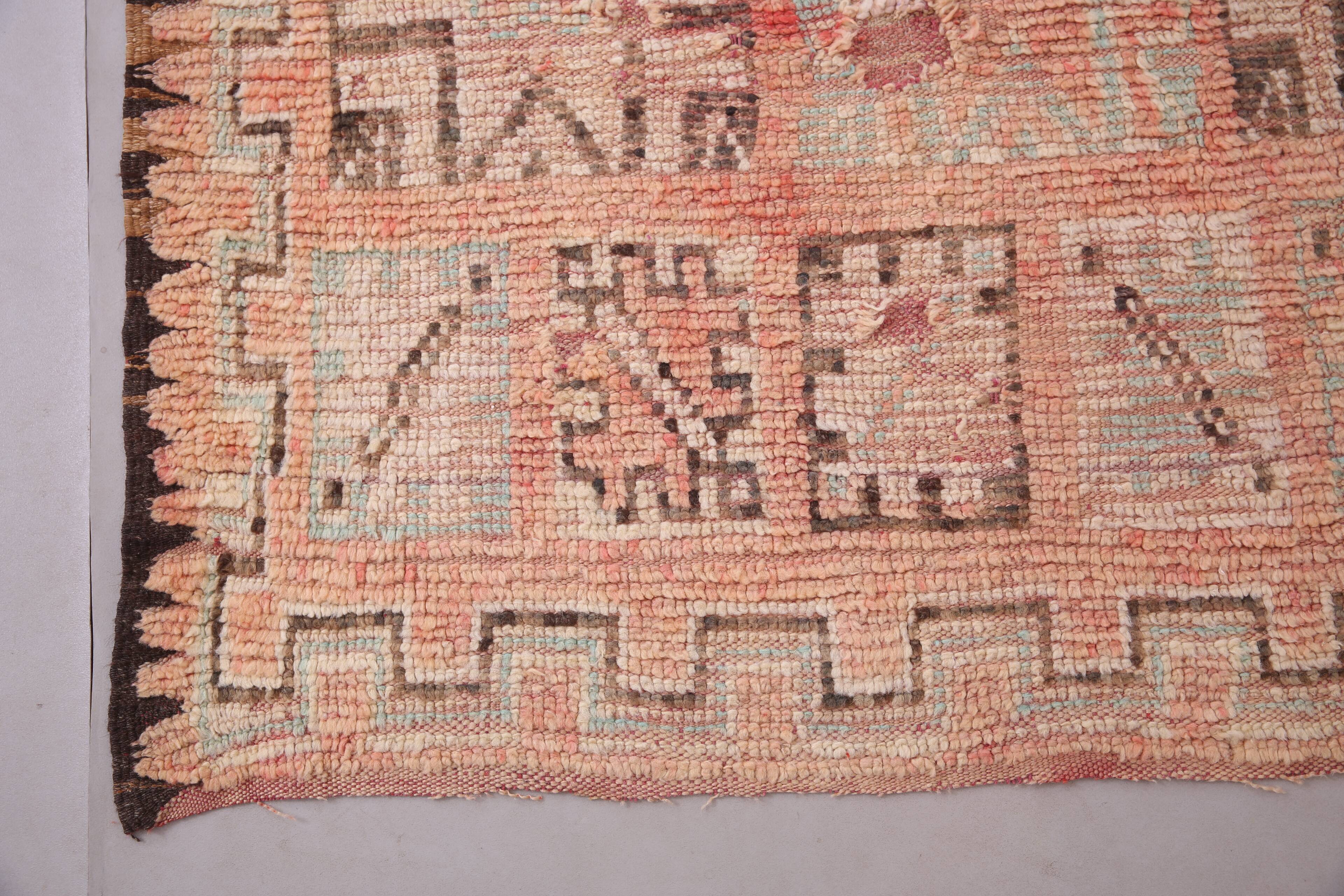Pink Vintage Moroccan Rug 180 x 344 cm - Berber Wool Rug - Handmade Rug