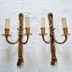Pair of French wall sconces in bronze, Louis XVI style, with cord.