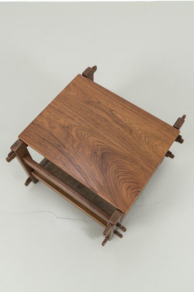 Brutalist Coffee Table with Magazine Holder