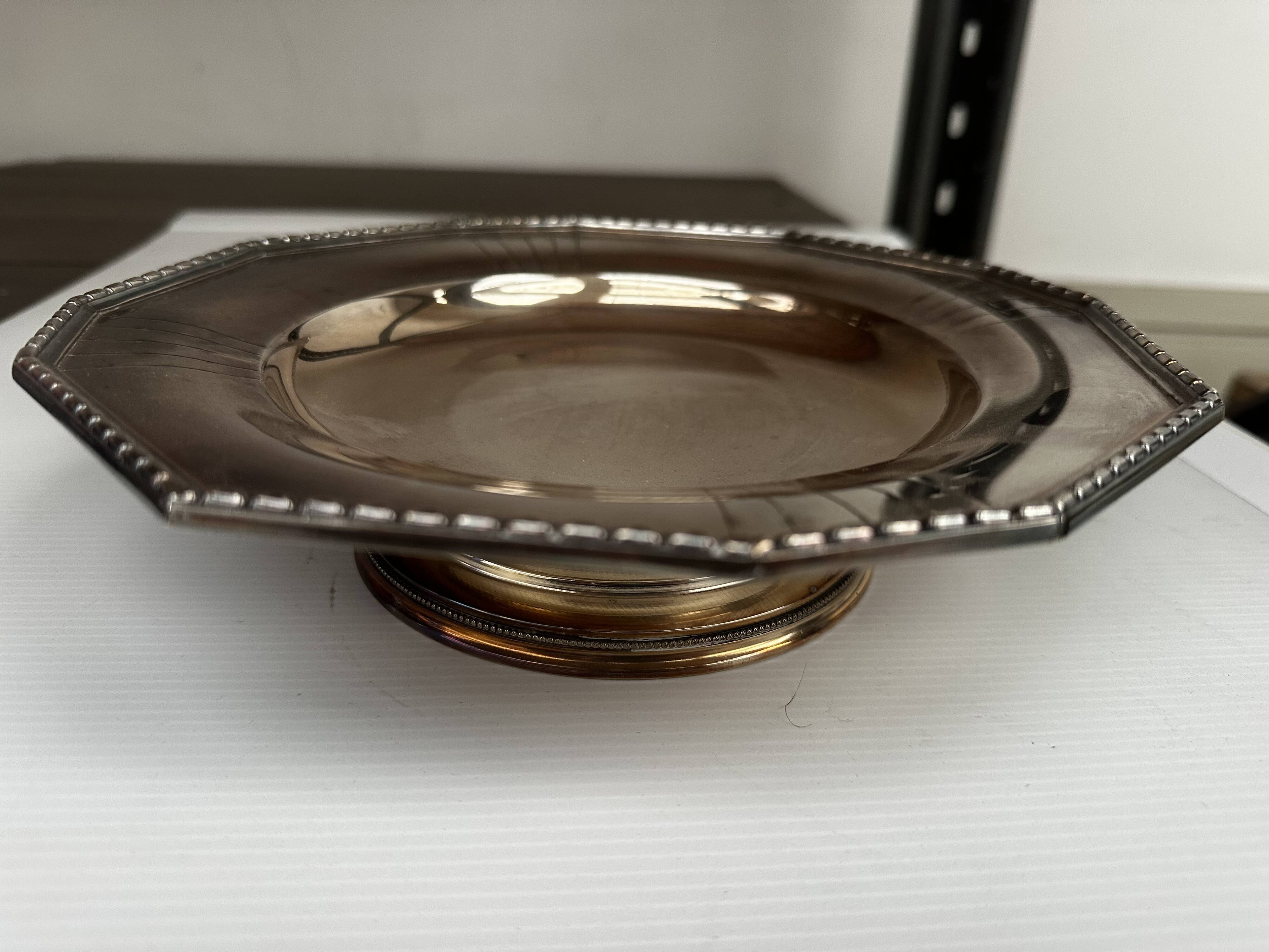 Art Deco Silver Metal Centerpiece - Octagonal Shape