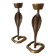 Pair of bronze cobra candlesticks, tribal ethnic decorative object, handcrafted