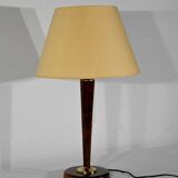 Lampe en acajou et laiton,- 1950