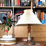 Danish lamp with lampshade The Klint pleated hand and marble foot