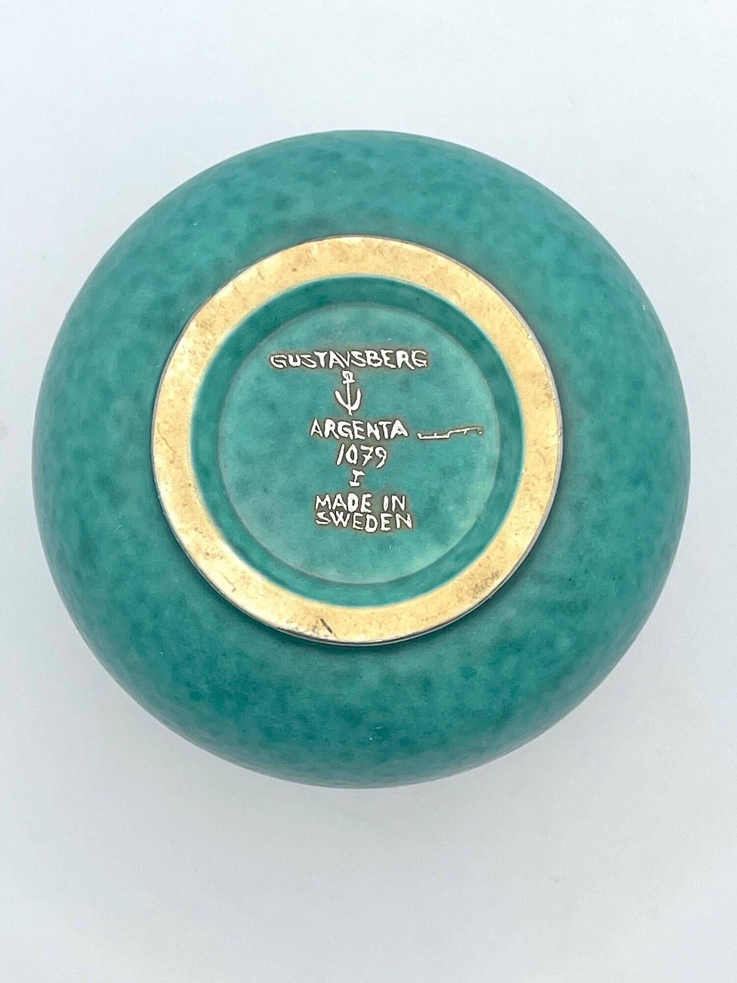 Gustavsberg vase Sweden signed Wilhelm Kage "Argenta", 1950