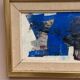 Original Swedish Oil on Panel – "Blue Composition" by Gunnar Nordström – Signed – Vintage and Framed – 24.5 × 18.5 cm (9.6 in × 7.3 in)