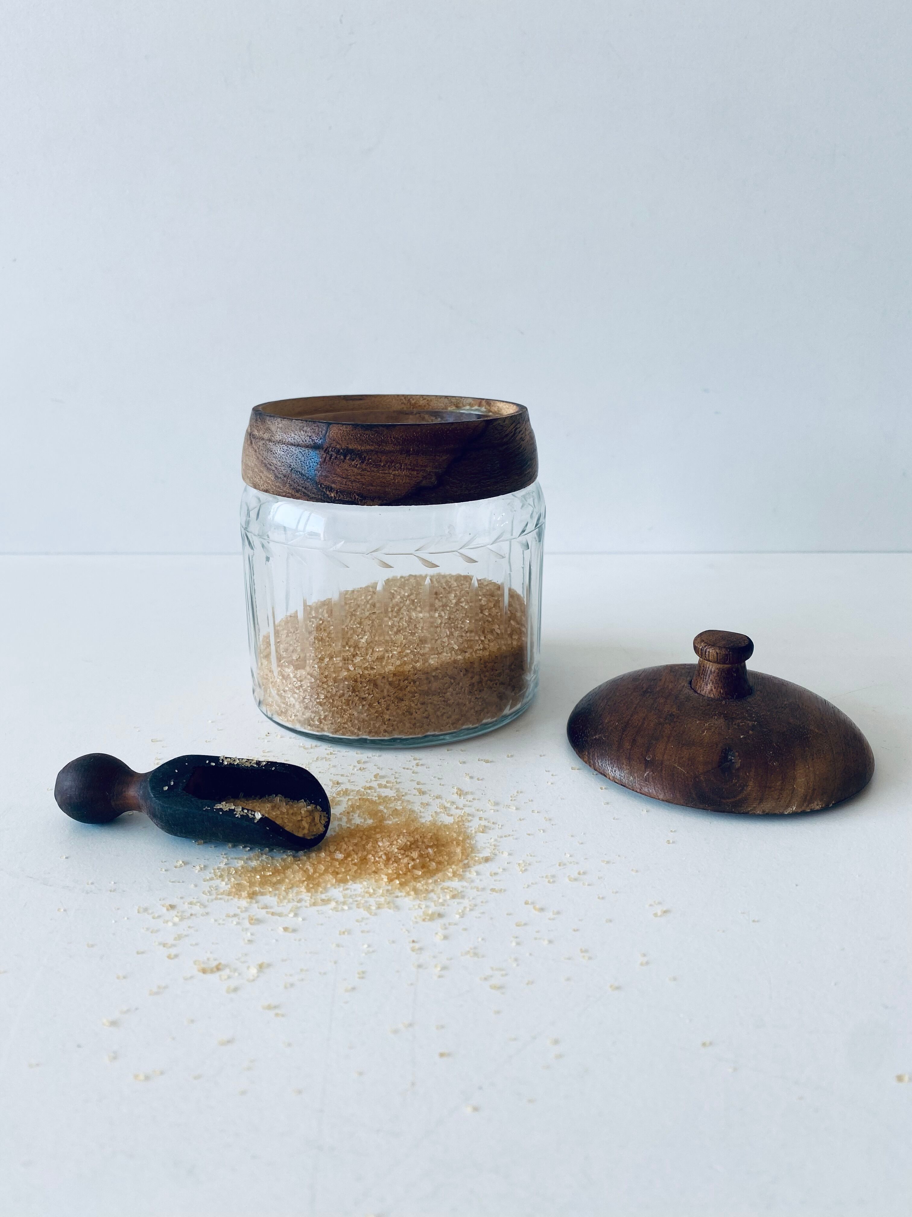 Old glass and wood candy maker