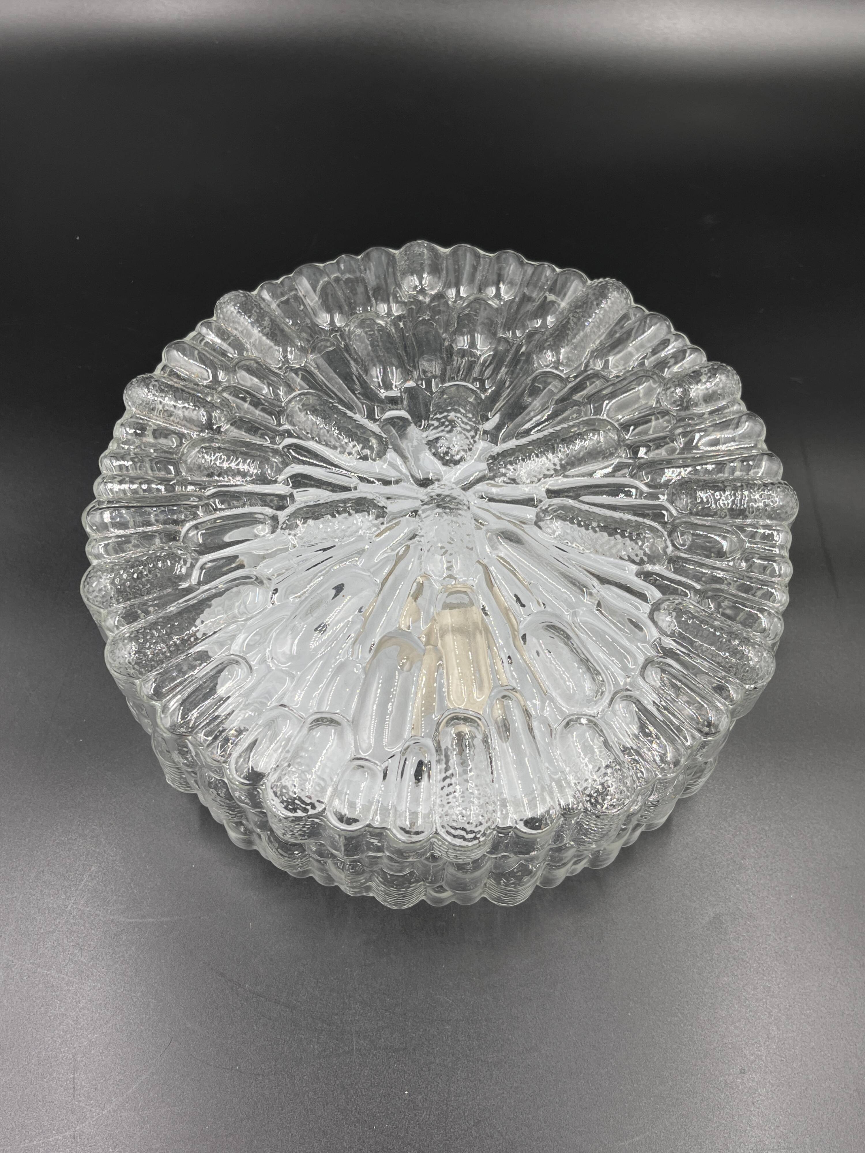 Massive molded glass ceiling light