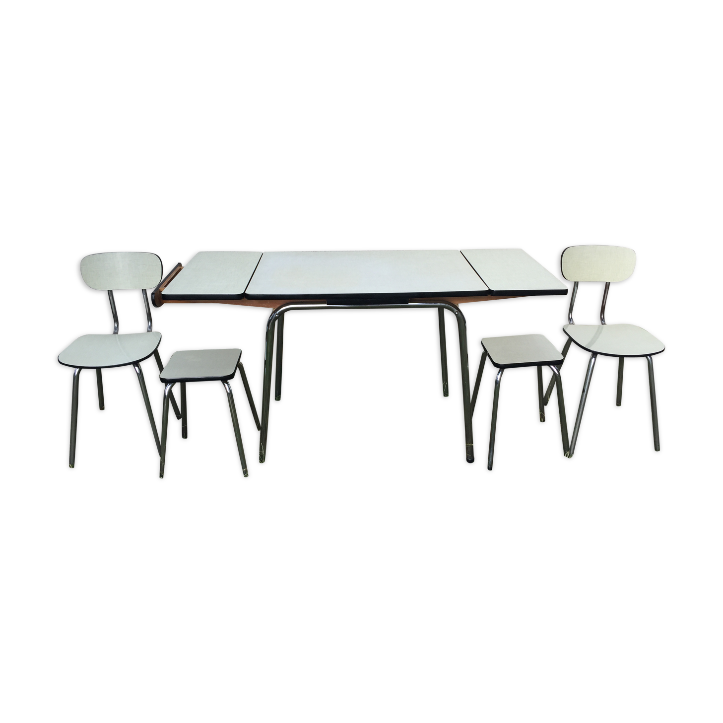 Table with 2 chairs anfd 2 stools
