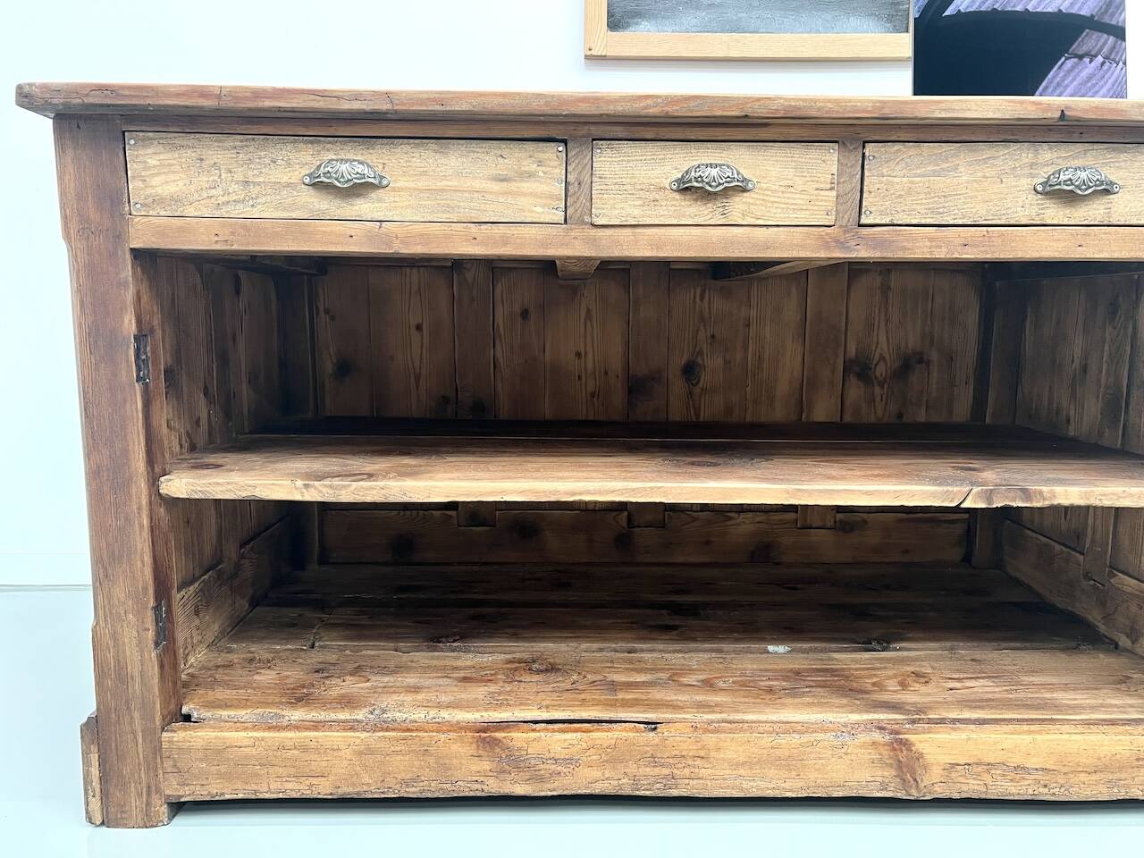 Old pine trading counter, circa 1950