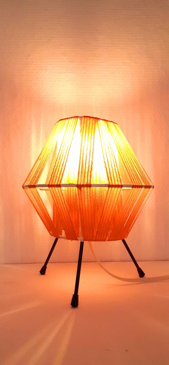 Tripod lamp in metal and red acrylic ribbon, 1950s-1960s