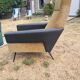 Fauteuil vintage années 70 moutarde et skaï noir