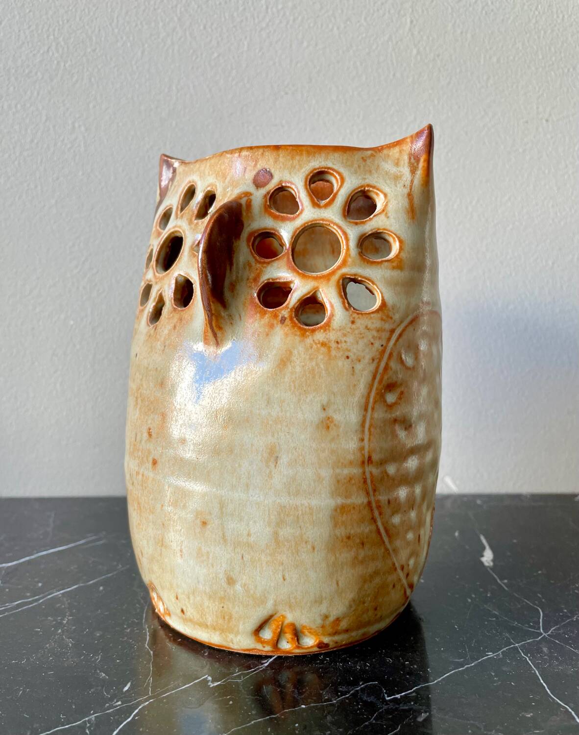 Vintage owl ceramic vase