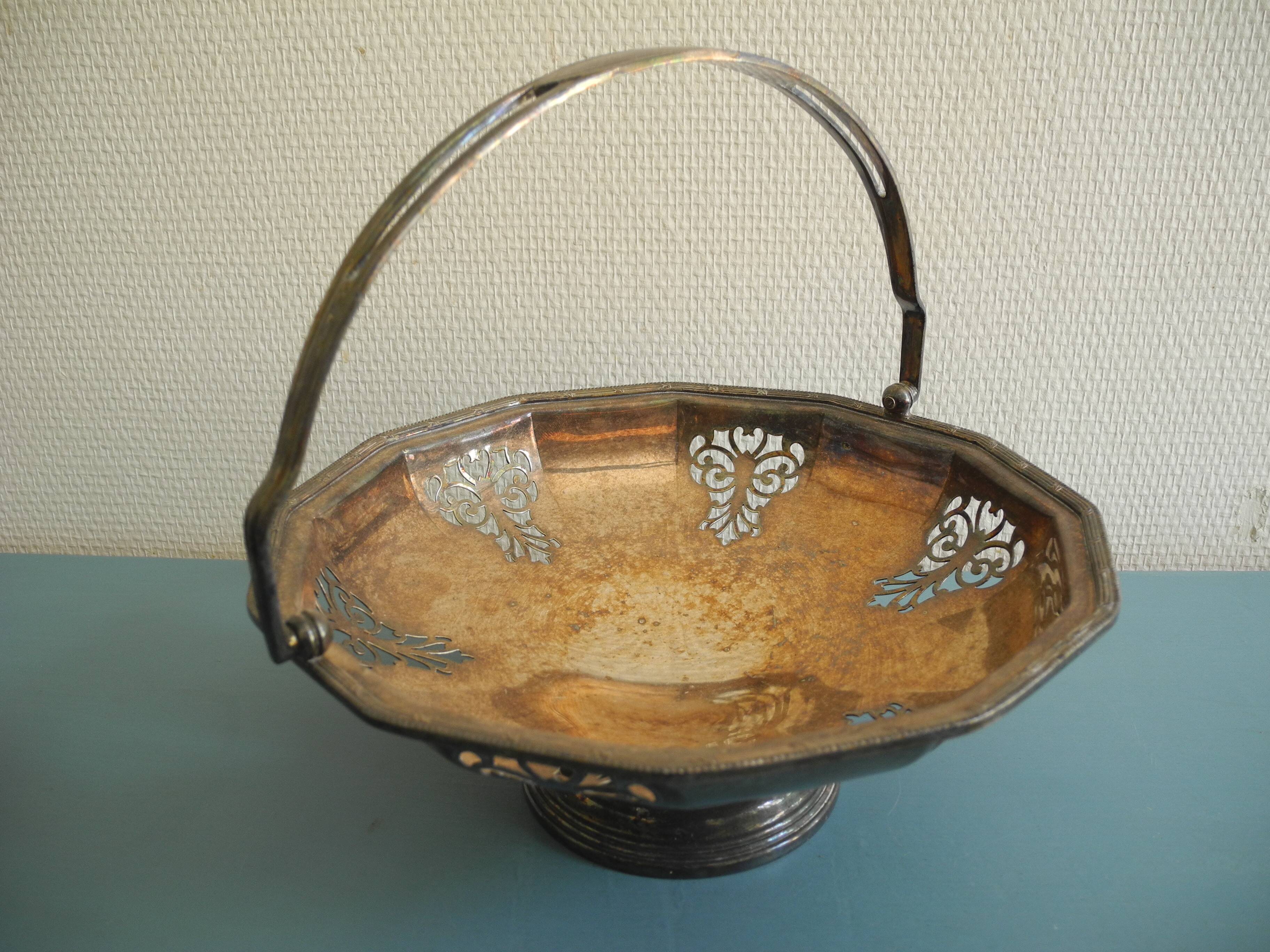 old silver metal basket cup silver metal basket