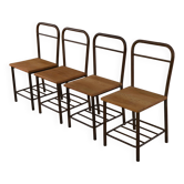 Ensemble de 4 chaises industrielles en chêne, 1950