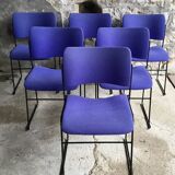 Set of 6 blue Howe 40/4 stacking chairs by David Rowland