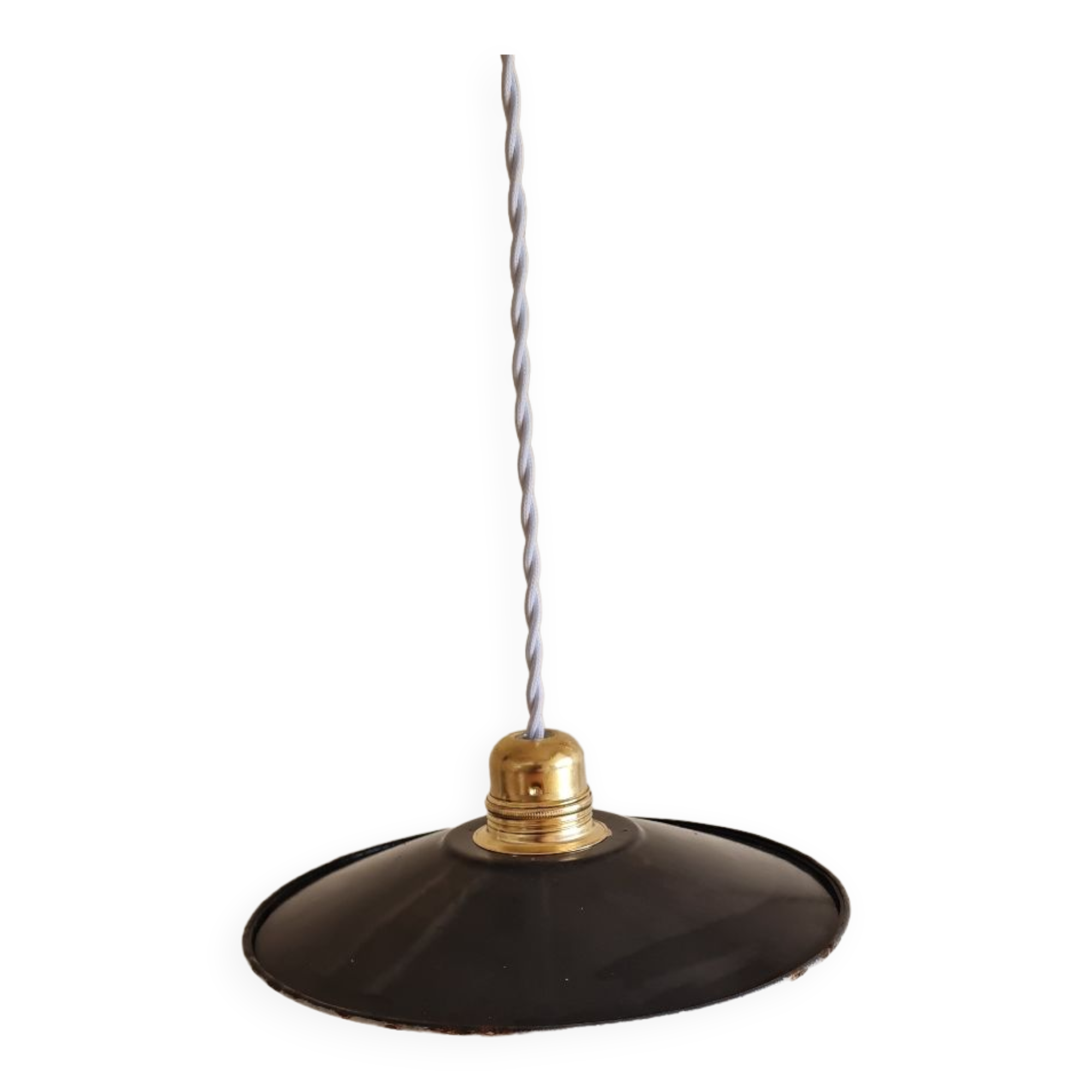 Black enamelled pendant lamp 1950