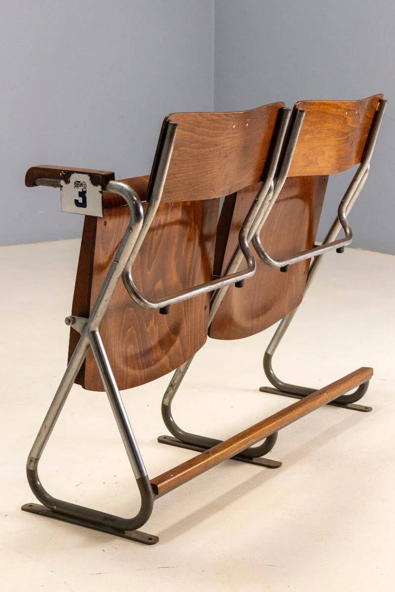 Two-seater folding bench, Bauhaus style, 1930s, Czechoslovakia