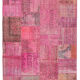 Handwoven turkish contemporary 208 cm x 314 cm pink patchwork carpet