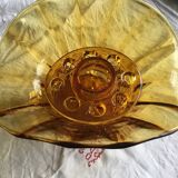 1920s amber glass vase with integrated flower spike