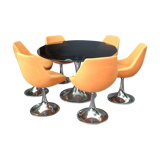 Table pied tulipe + 6 chaises