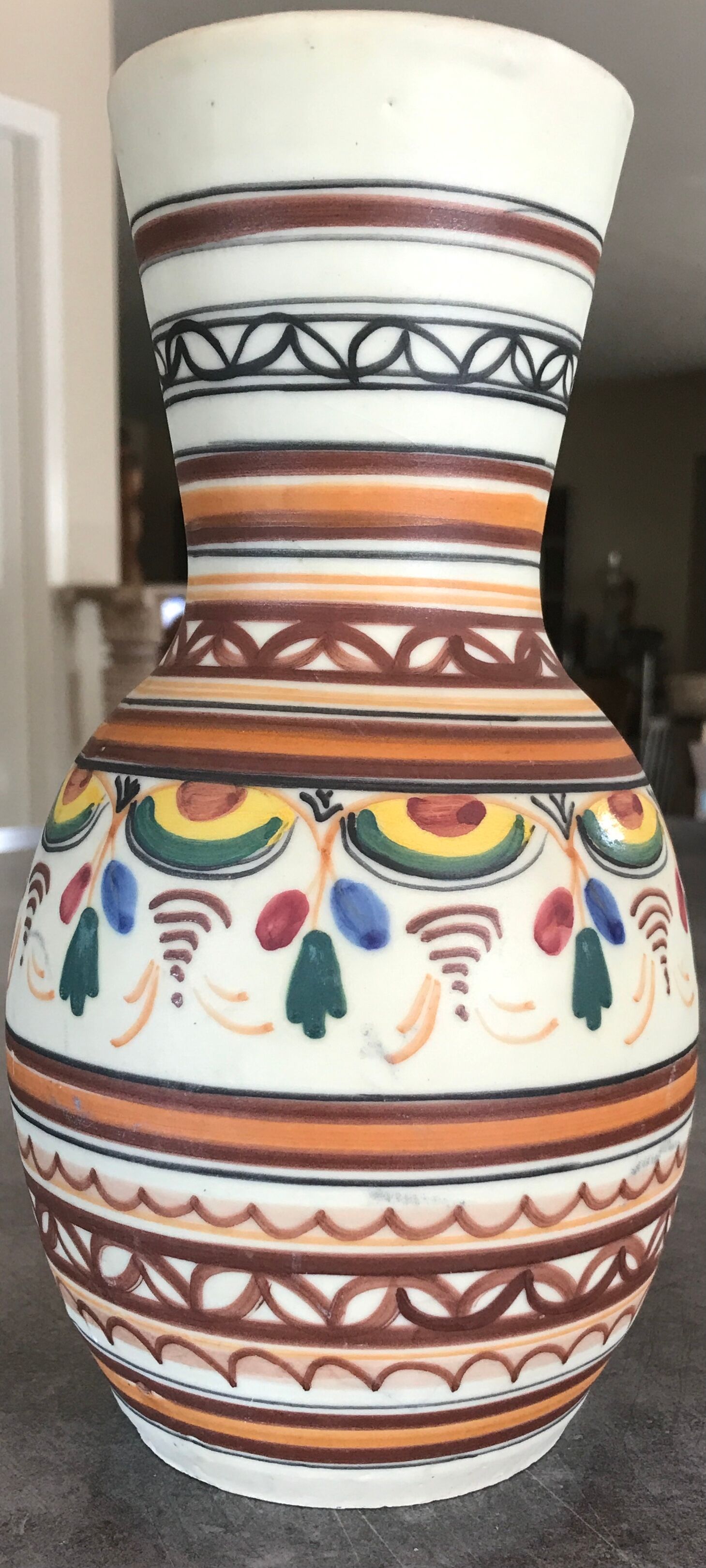 Vase pottery decorative porcelain stoneware decoration of painting polychrome hand 24 cm