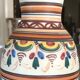 Vase poterie décorative en grès  cérame décor de peinture polychrome main 24 cm